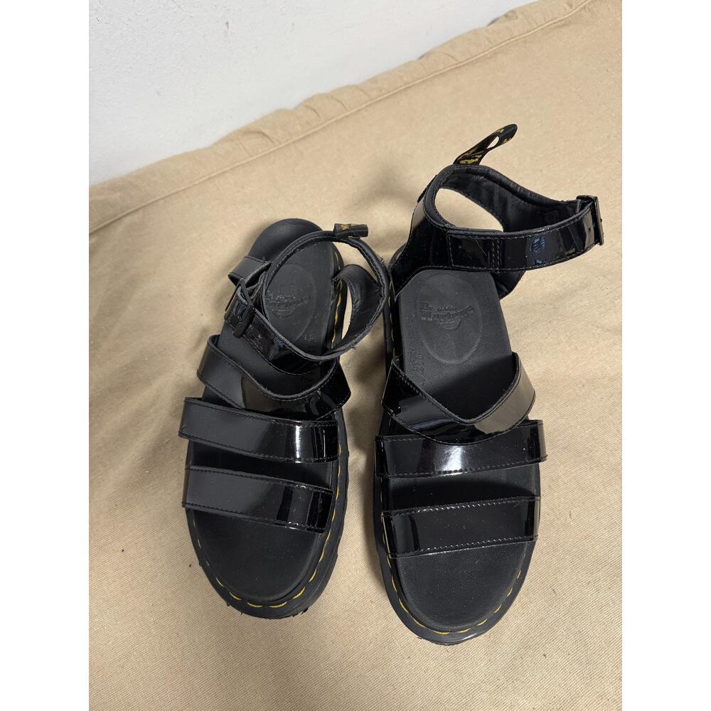 Dr. Martens Sandals Womens Size 10 Black Patent Platform SoftWair Strappy - Picture 2 of 9